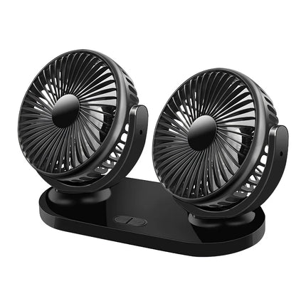 Ventilador de coche de doble cabezal de 12/24 V: ventilador de refrigeración USB ajustable de 3 velocidades para automóvil