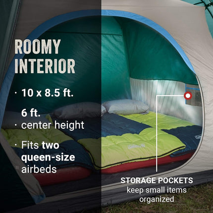 Tente de camping Skydome avec vestibule de protection contre les intempéries