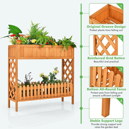 Elevated 2-Tier Wooden Garden Bed - Wnkrs