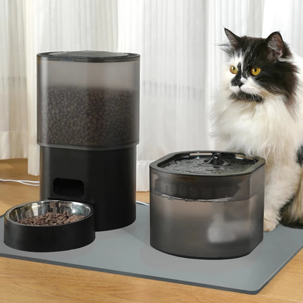 Distributeur automatique d'eau et de nourriture pour chats intelligent avec WiFi – Distributeur automatique de nourriture à télécommande pour chats et chiens