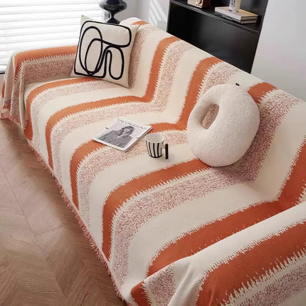 Striped Chenille Sofa Cover Anti-Scratch Throw Blanket