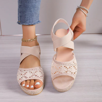 Lace Hollow Sandals Summer Fashion Hemp Wedges Shoes Women