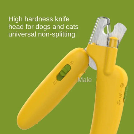 Banana Shaped LED Pet Nail Clipper & Multi-Functional Sharpener for Cats and Dogs - Wnkrs