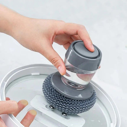 2-in-1 Kitchen Cleaning Brush with Soap Dispenser and Stainless Steel Scourer - Wnkrs