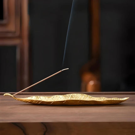 Porte-encens élégant en forme de feuille de Bodhi