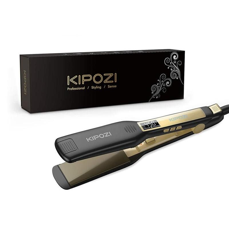 Professional Titanium Flat Iron Hair Straightener with LCD Display & Dual Voltage