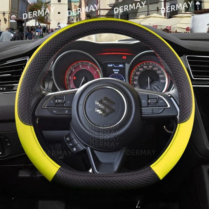 Microfiber Leather & Carbon Fiber Steering Wheel Cover for Suzuki Swift 2017-2021 - Wnkrs