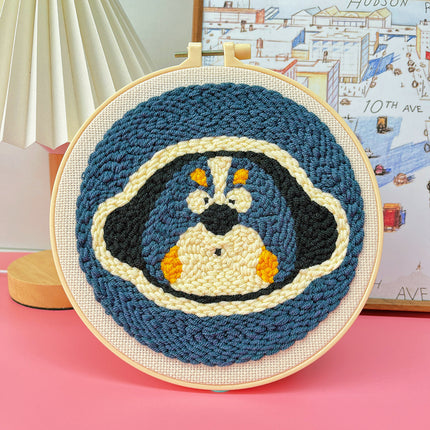 Kit de démarrage de broderie au point de poinçon avec motif de chien