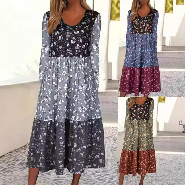 Ropa de mujer Vestido de color con contraste y patchwork Talla grande