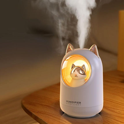 Humidificador y difusor de aromaterapia USB Lovely Kitty con luz nocturna