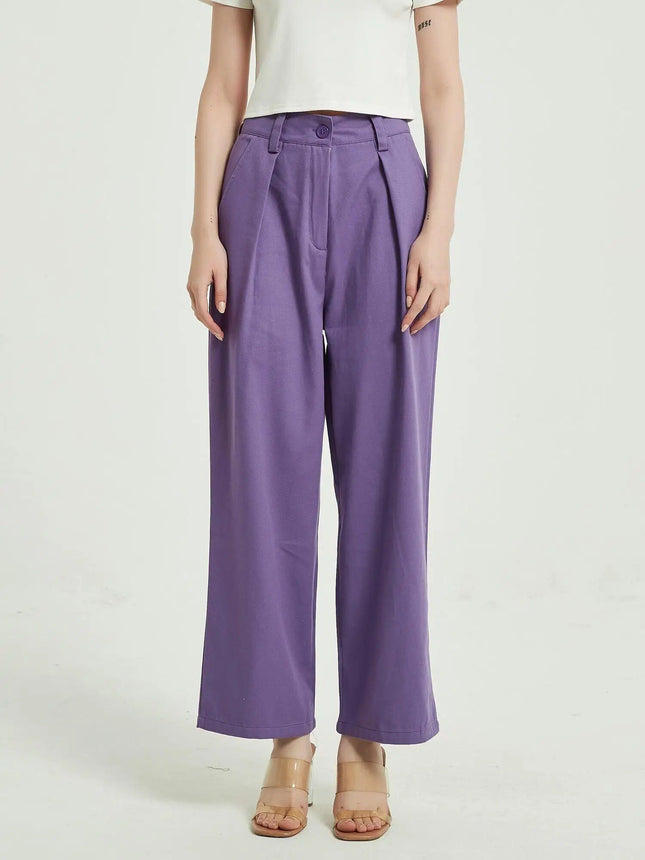 Pantalon large taille haute style vintage