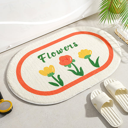 Tapis de sol absorbant antidérapant à motif floral doux pour la maison