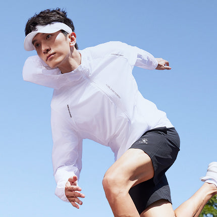 Veste de course d'été à capuche respirante avec protection UV