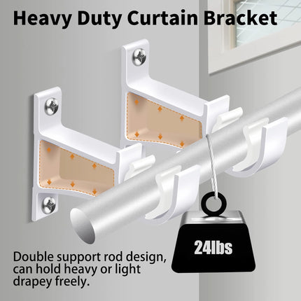 Supports de tringle à rideau en alliage d'aluminium avec vis – Ensemble de 2/4 pièces