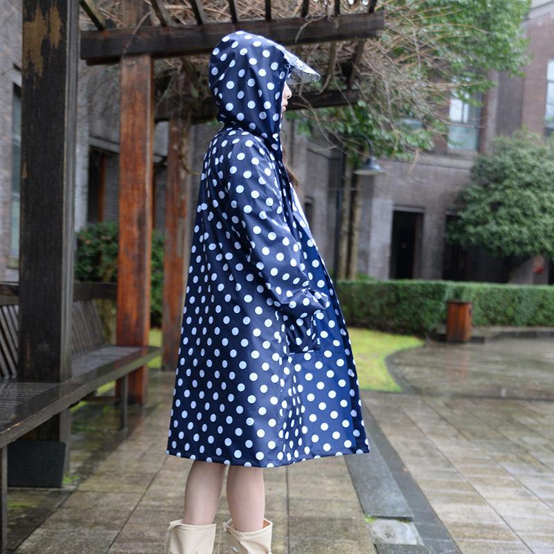Dotted Hooded Polyester Poncho with Storage Pouch