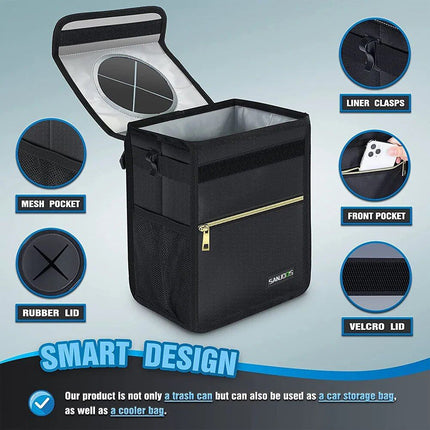 Waterproof Car Trash Bin with Multi-Functional Storage - Wnkrs