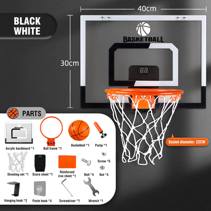 Canasta de baloncesto desmontable para montar en la pared con contador de puntuación electrónico