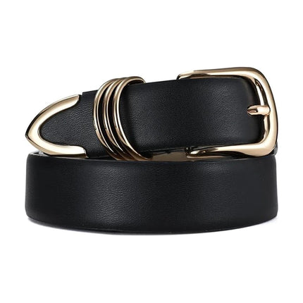 Ceinture à boucle aiguille dorée pour femme