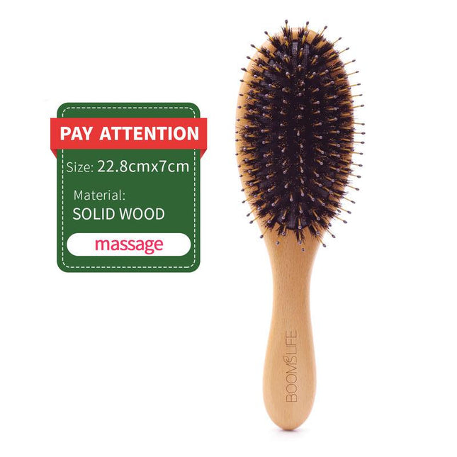 Brosse à cheveux en bois avec poils de sanglier