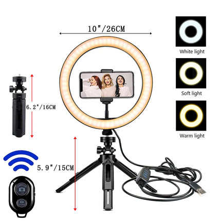 Dimmable LED Ring Light with Tripod Stand