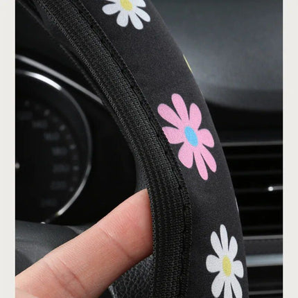 Floral Print 38CM Anti-Slip Steering Wheel Cover - Wnkrs