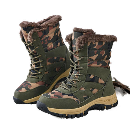 Botas de nieve para exteriores, de algodón, de caña alta y color verde militar y camuflaje