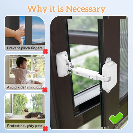 Adjustable Child Safety Window Lock - Fall Prevention & Ventilation - Wnkrs