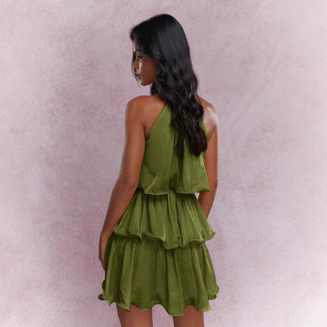 Robe bustier sans manches transparente avec ourlet à volants et design élégant