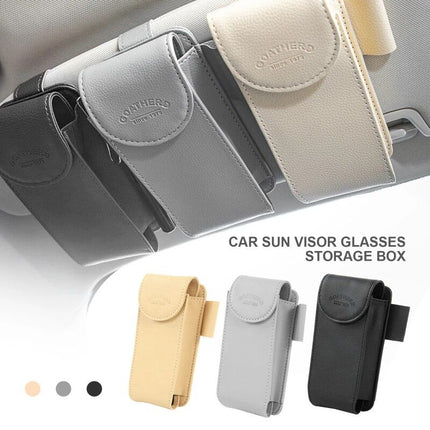 Leather Sun Visor Glasses and Card Organizer for Cars - Wnkrs