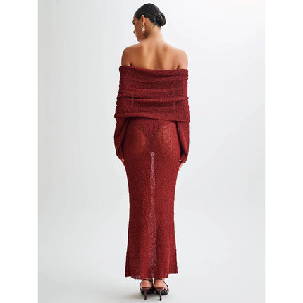 Robe longue sexy sans bretelles ajourée