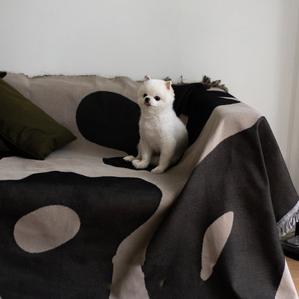 Light Coffee Contrast Color Thick Woven Thick Cotton Sofa Blanket - Wnkrs