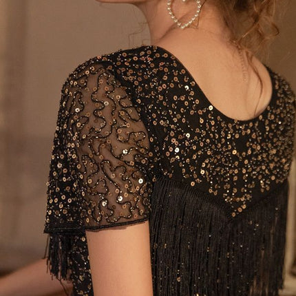 Robe de soirée Gatsby Robe de danse sexy à paillettes et pampilles pour boîte de nuit