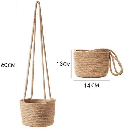 Eco-Friendly Handwoven Jute Cotton Macrame Hanging Planter Basket - Wnkrs