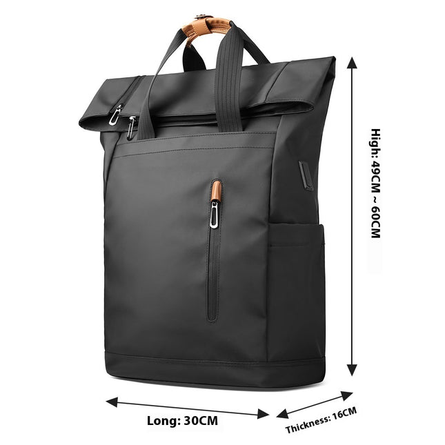 Mochila con borde curvo para viajes, ocio y ocio con cierre lateral para hombre