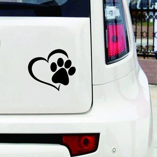 Adorable Heart & Paw Print Car Sticker - Wnkrs