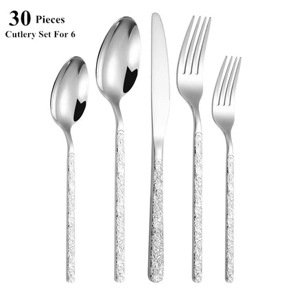 30-Piece Luxury Golden Cutlery Set