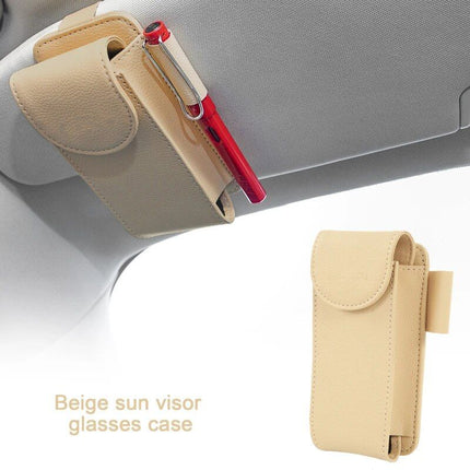 Leather Sun Visor Glasses and Card Organizer for Cars - Wnkrs