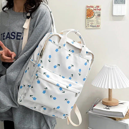 Tulip Print College-Style Backpack for Women - Wnkrs