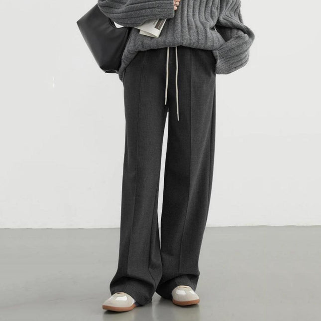 Pantalon large à rayures taille haute pour femme