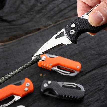 Compact Multi-Tool Keychain Knife with Serrated Hook