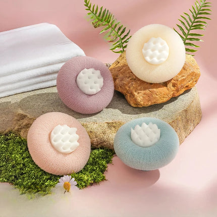 Esponja exfoliante para baño con ventosa y diseño de flores