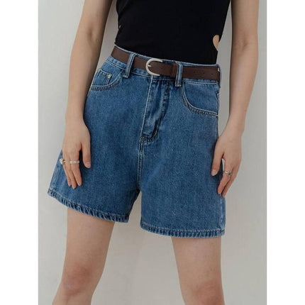 Short en jean taille haute décontracté