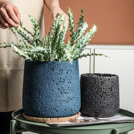 Pot de fleurs en ciment perforé moderne et nordique pour bonsaï