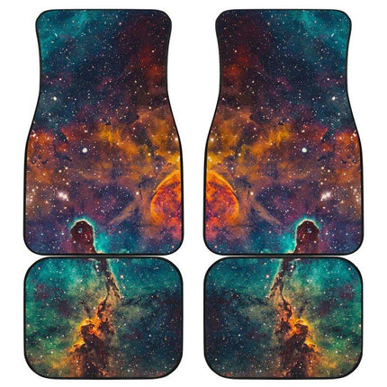 Galaxy Space Teal & Orange Car Floor Mats Set - Wnkrs