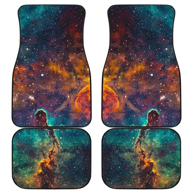 Galaxy Space Teal & Orange Car Floor Mats Set - Wnkrs