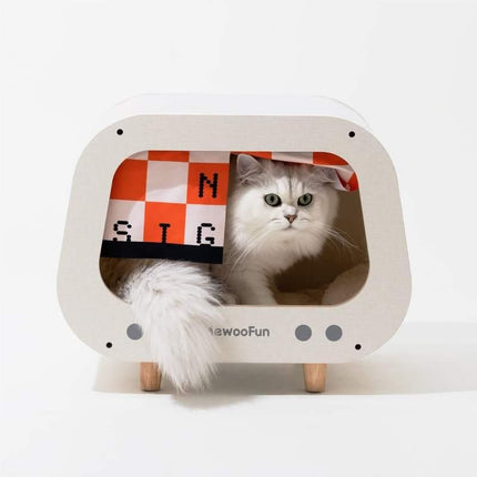 Luxury Wooden Cat House Bed & Condo with Scratching Pad - Wnkrs