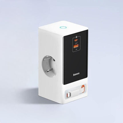 Chargeur rapide GaN 65 W avec multiprise de bureau numérique et contrôle intelligent