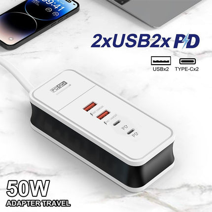 Compact 4-Port USB Wall Charger with Fast Charging