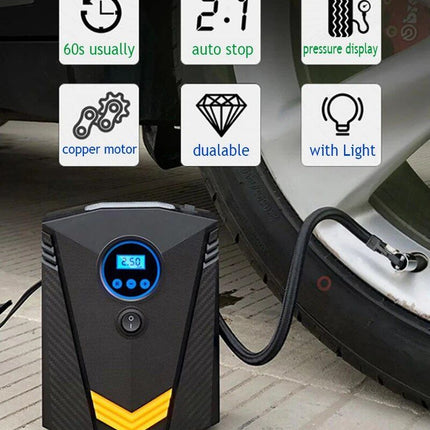 Digital Car Tire Inflatable Pump with LED Illumination and Auto Air Compressor - Wnkrs