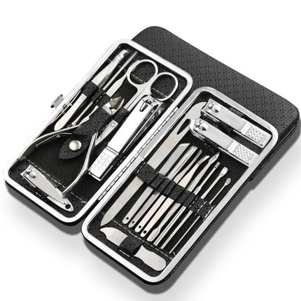 Kit de manucure en acier inoxydable 19 en 1 : kit de soins des ongles professionnel